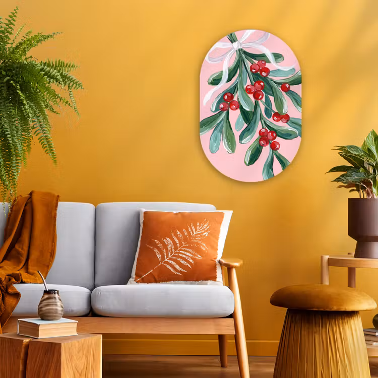 Muurovaal - Plant - Kerst - Roze — 1