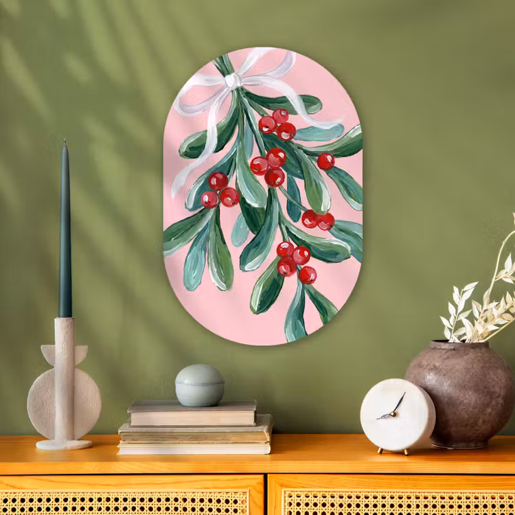 Muurovaal - Plant - Kerst - Roze — 2