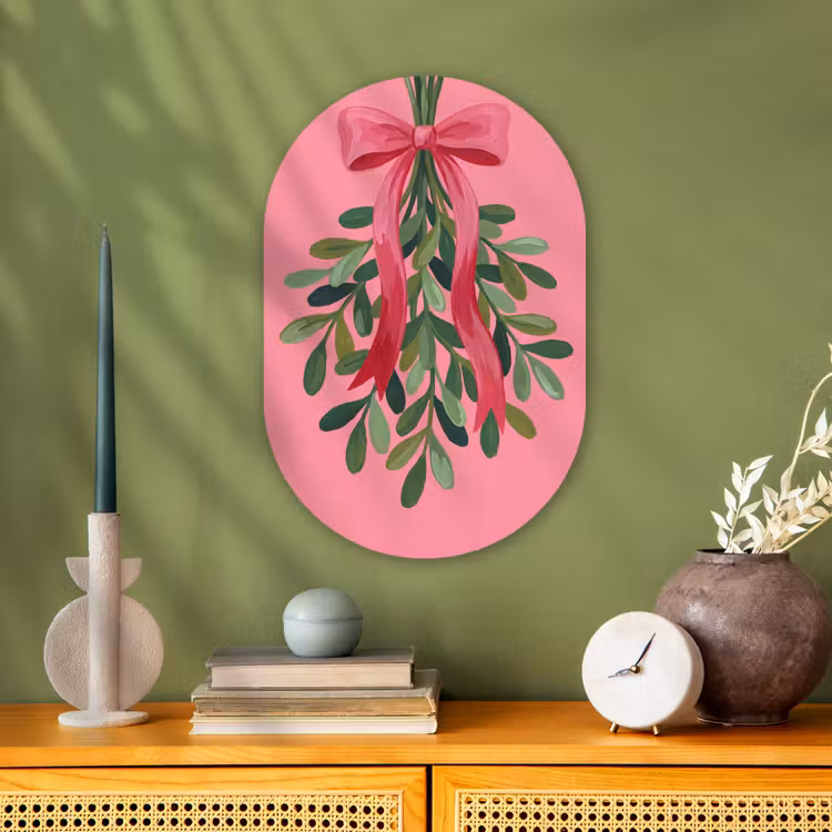 Muurovaal - Plant - Lint - Roze — 1