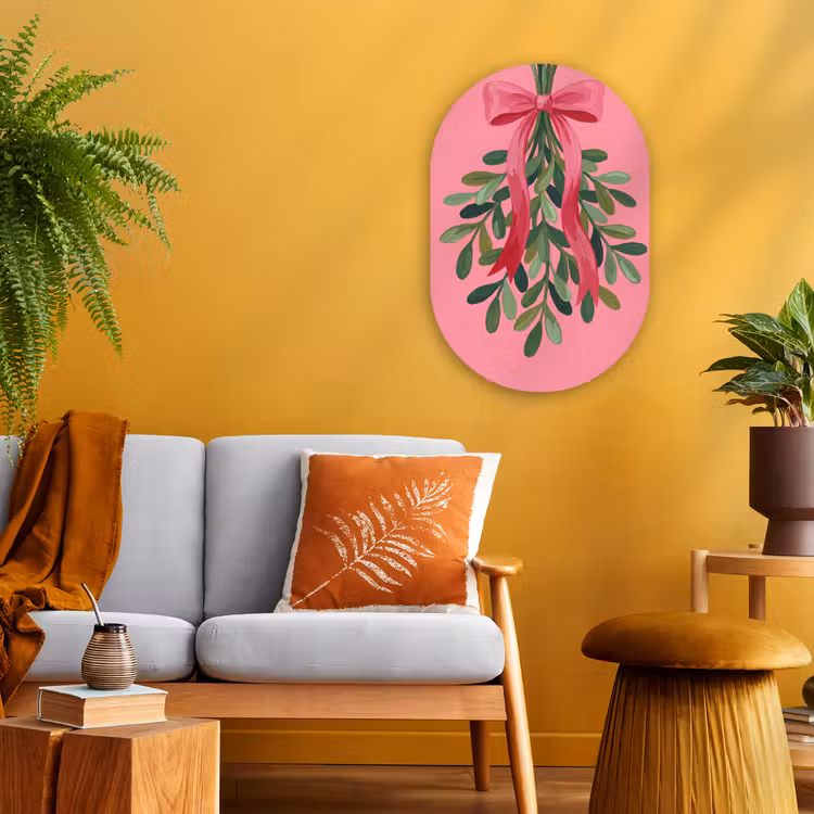 Muurovaal - Plant - Lint - Roze — 2