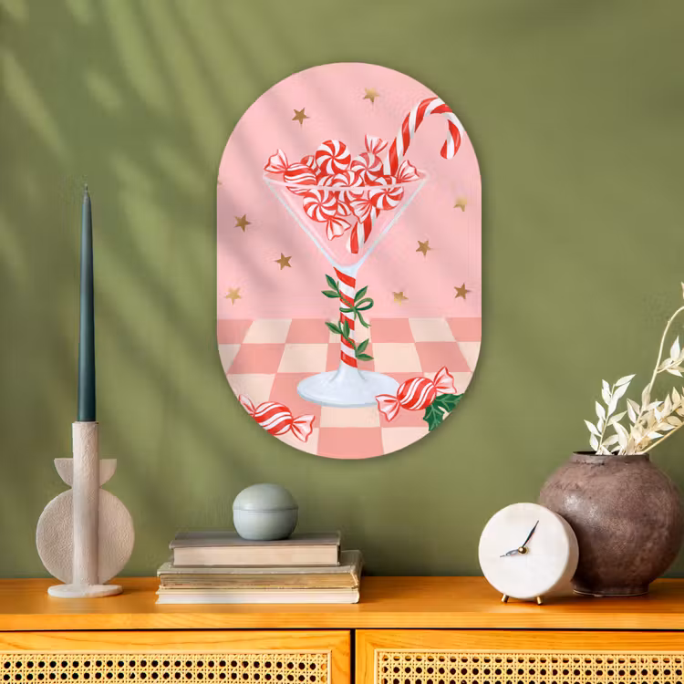 Muurovaal - Snoep - Glas - Roze — 2