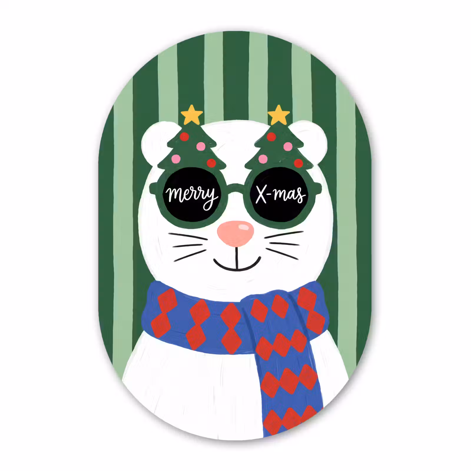 Muurovaal glas - Dier - Winter - Cartoon — 1