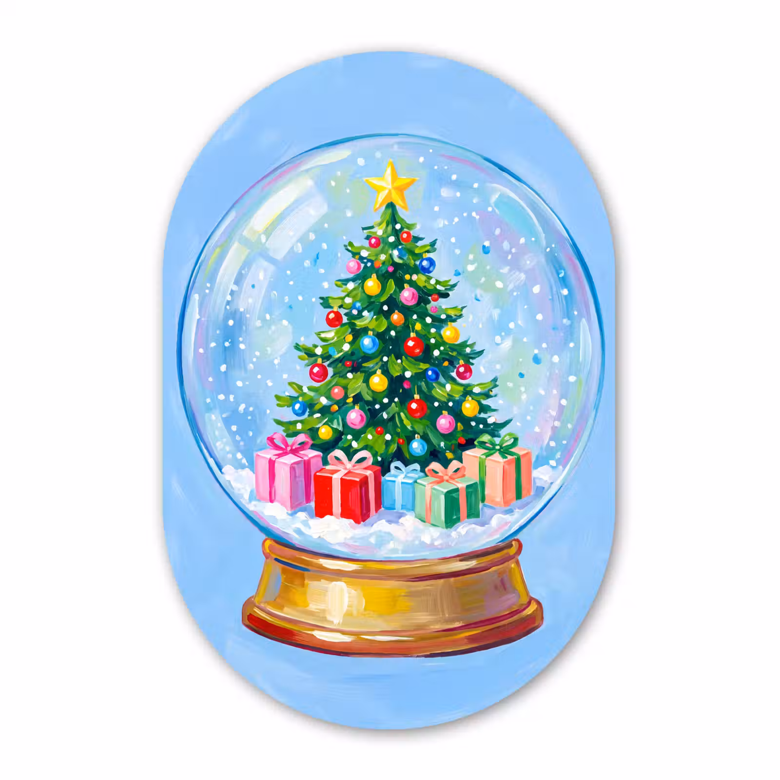 Muurovaal glas - Sneeuwbol - Kerst - Cadeaus — 1