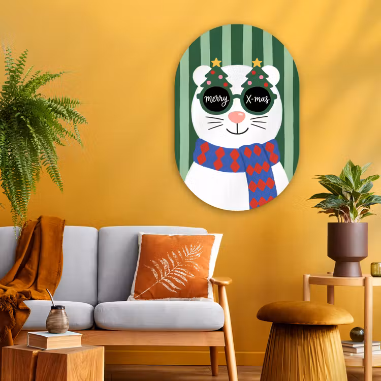 Muurovaal glas - Dier - Winter - Cartoon — 3