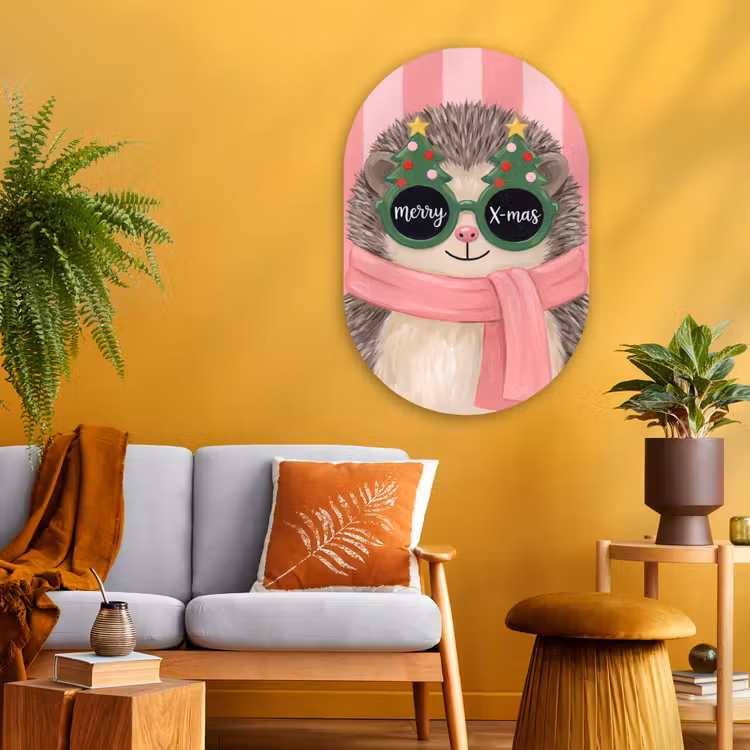 Muurovaal glas - Egel - Kerst - Illustratie — 3