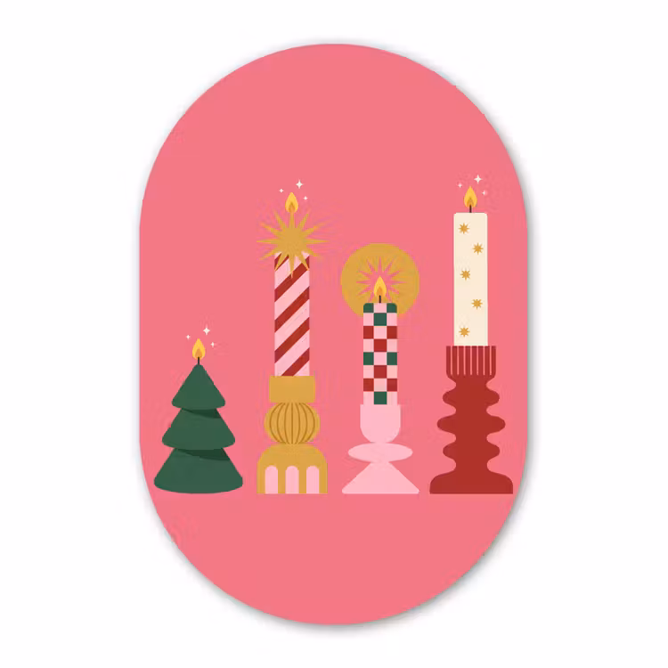Muurovaal glas - Kaarsen - Feest - Roze — 1