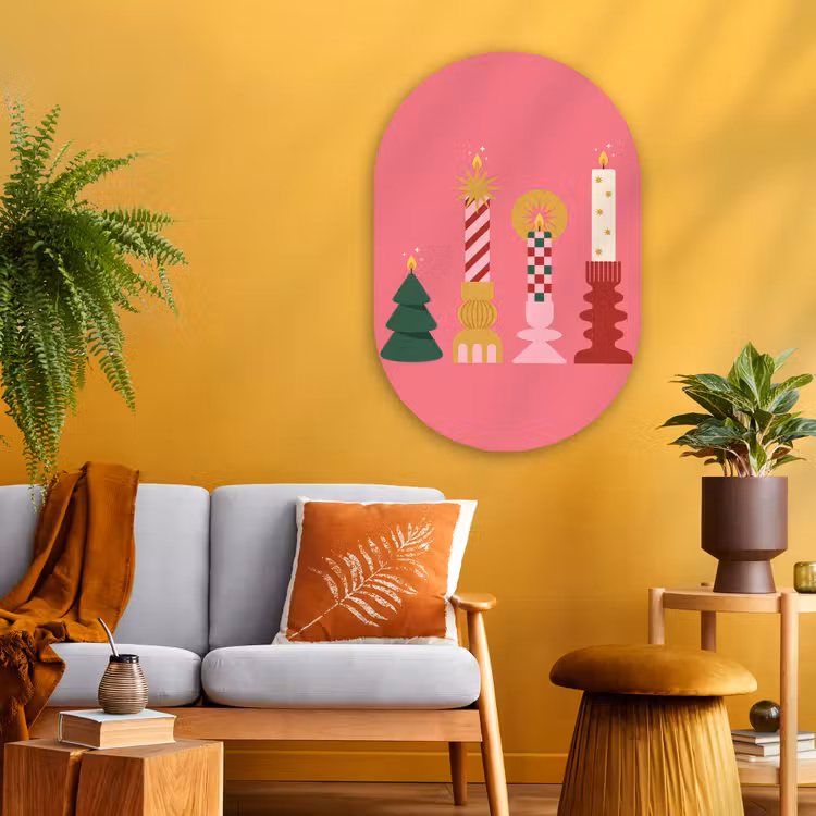 Muurovaal glas - Kaarsen - Feest - Roze — 3