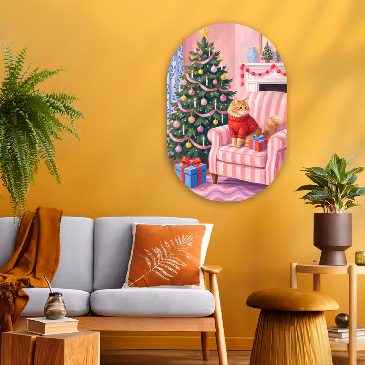 Muurovaal glas - Kat - Kerst - Interieur — 3