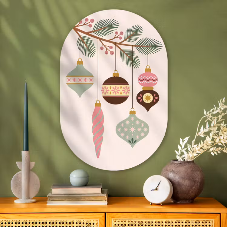 Muurovaal glas - Kerst - Ornamenten - Tak — 2