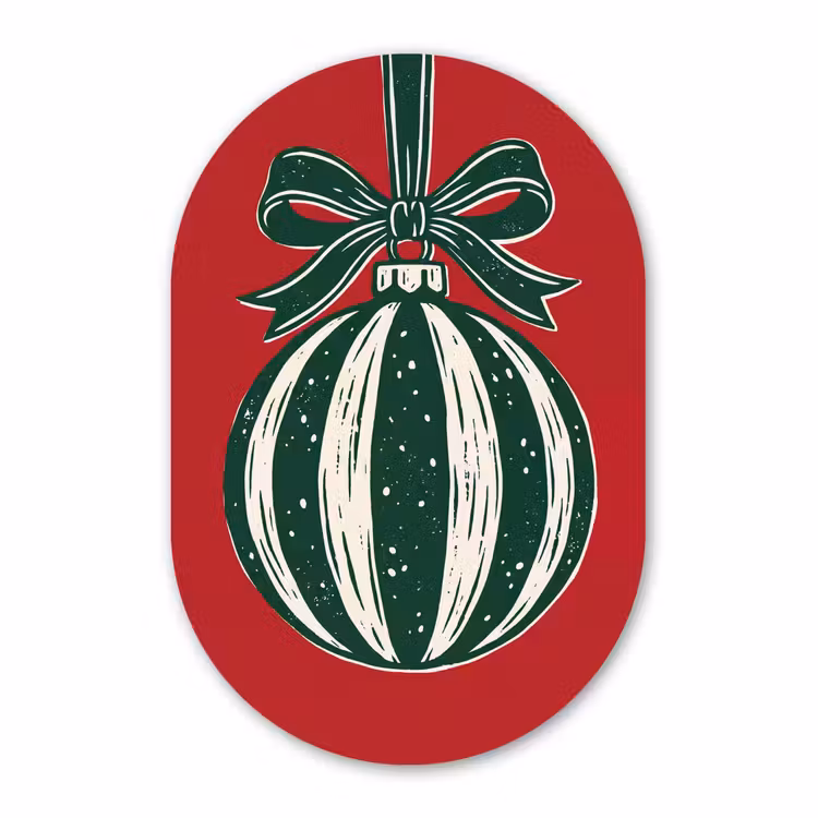 Muurovaal glas - Kerstbal - Kerst - Rood — 1