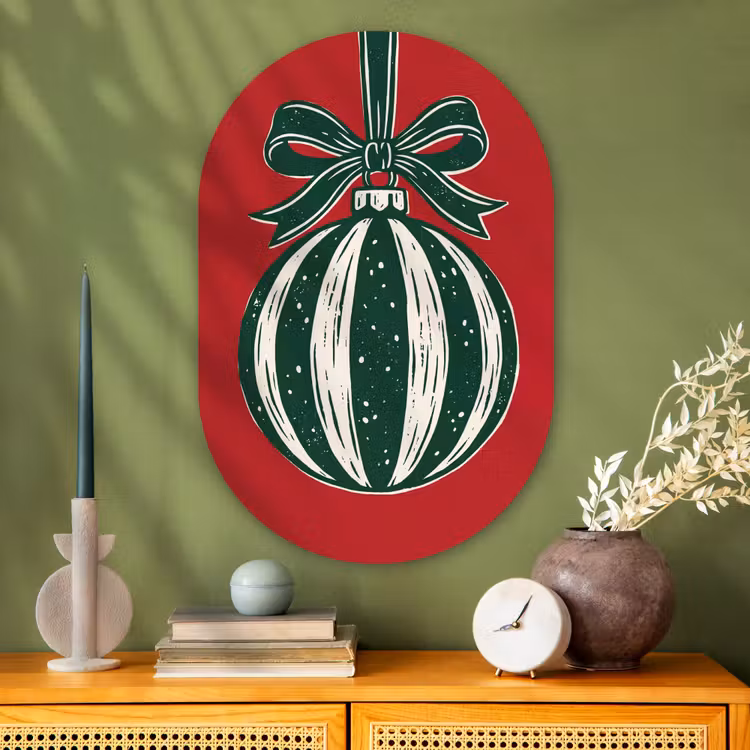 Muurovaal glas - Kerstbal - Kerst - Rood — 2