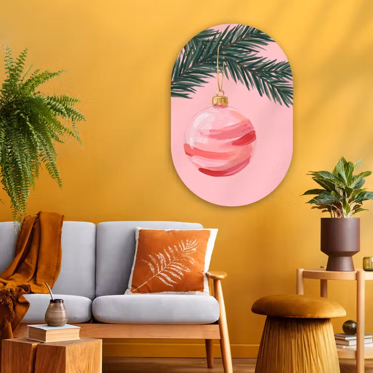 Muurovaal glas - Kerstbal - Roze - Kerst — 3