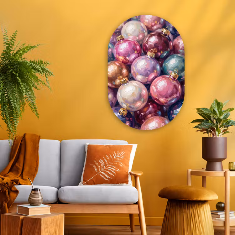 Muurovaal glas - Kerstdecoratie - Kleurrijk - Feest — 3