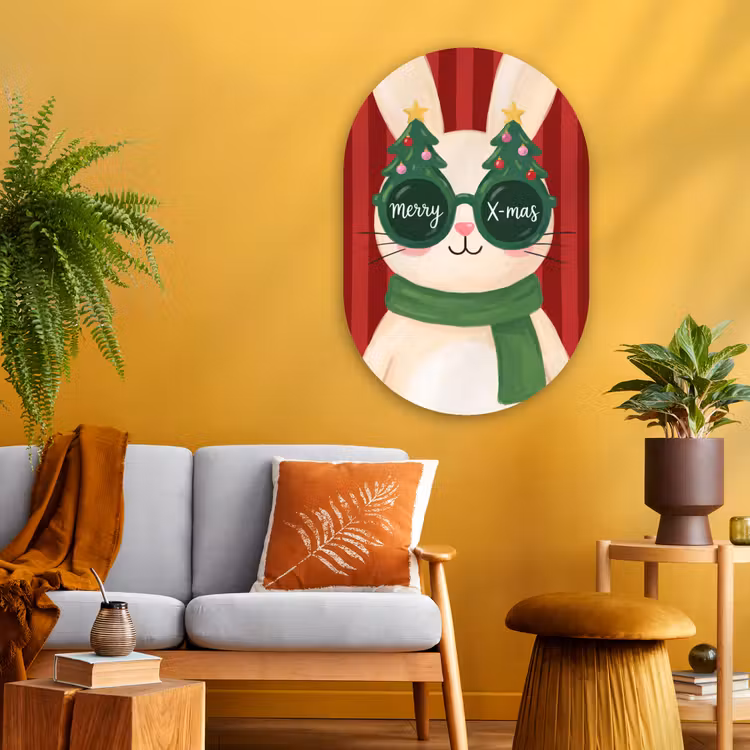 Muurovaal glas - Konijn - Kerst - Dieren — 3