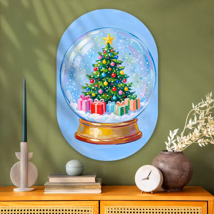 Muurovaal glas - Sneeuwbol - Kerst - Cadeaus — 2
