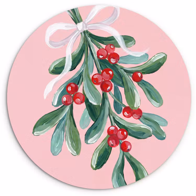 Muurcirkel glas - Plant - Kerst - Roze — 1