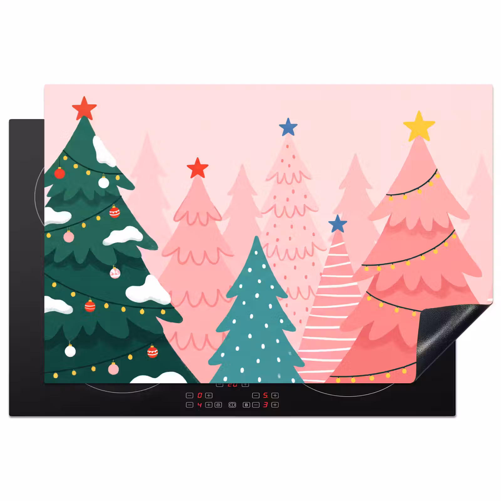 Inductiebeschermer - Kerstbomen - Illustratie - Roze — 1