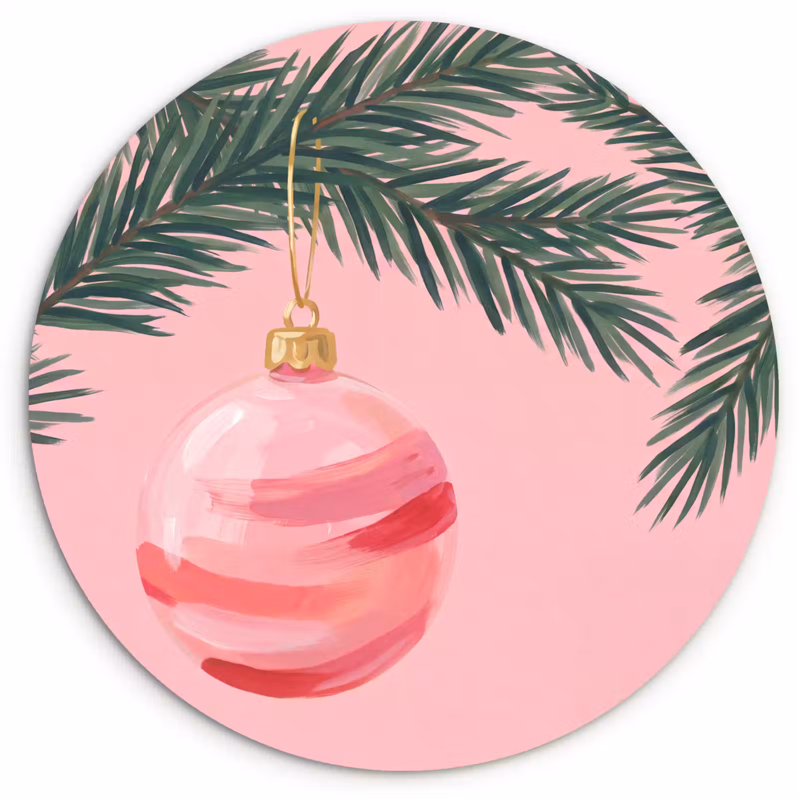 Muurcirkel glas - Kerstbal - Roze - Kerst — 1