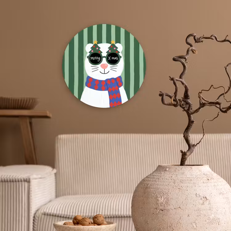 Muurcirkel glas - Dier - Winter - Cartoon — 2