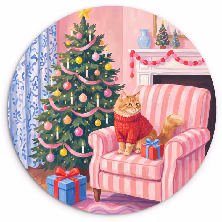 Muurcirkel glas - Kat - Kerst - Interieur — 1