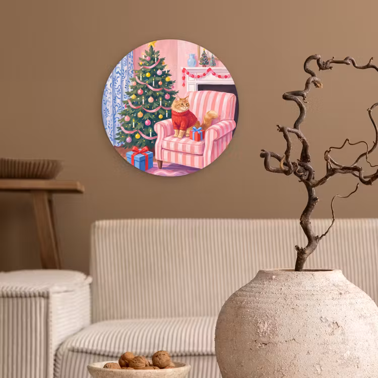 Muurcirkel glas - Kat - Kerst - Interieur — 2