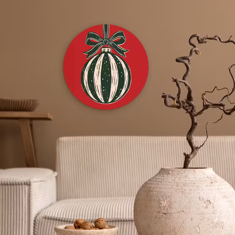 Muurcirkel glas - Kerstbal - Kerst - Rood — 2