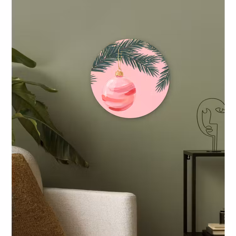Muurcirkel glas - Kerstbal - Roze - Kerst — 3