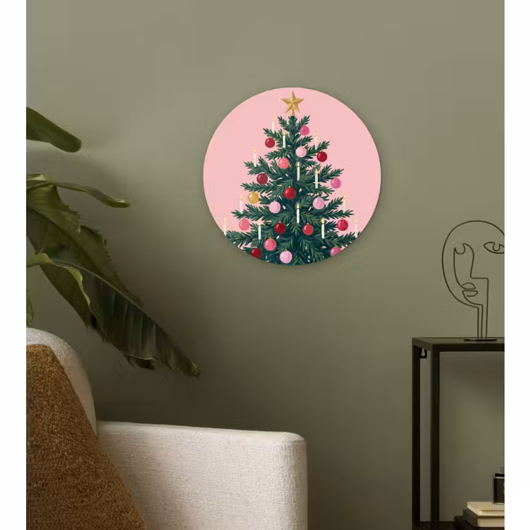 Muurcirkel glas - Kerstboom - Kerst - Roze — 3