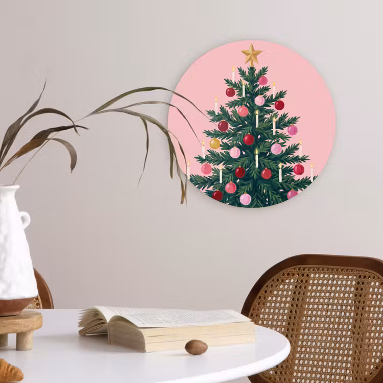 Muurcirkel glas - Kerstboom - Kerst - Roze — 4