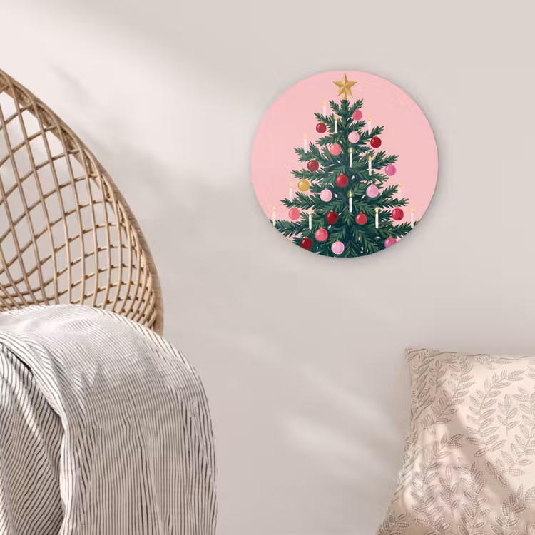 Muurcirkel glas - Kerstboom - Kerst - Roze — 5