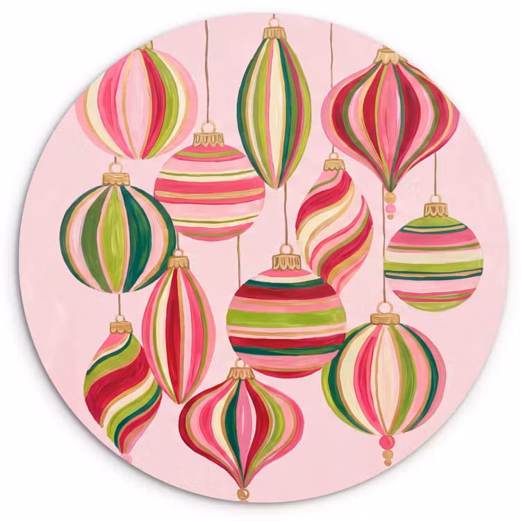 Muurcirkel glas - Kerstversiering - Gestreept - Roze — 1