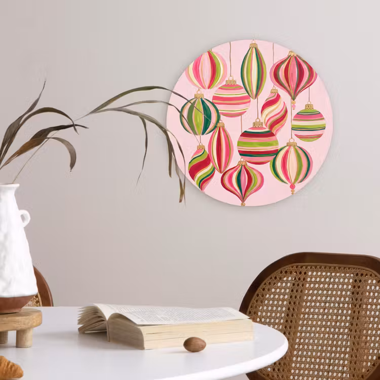 Muurcirkel glas - Kerstversiering - Gestreept - Roze — 4
