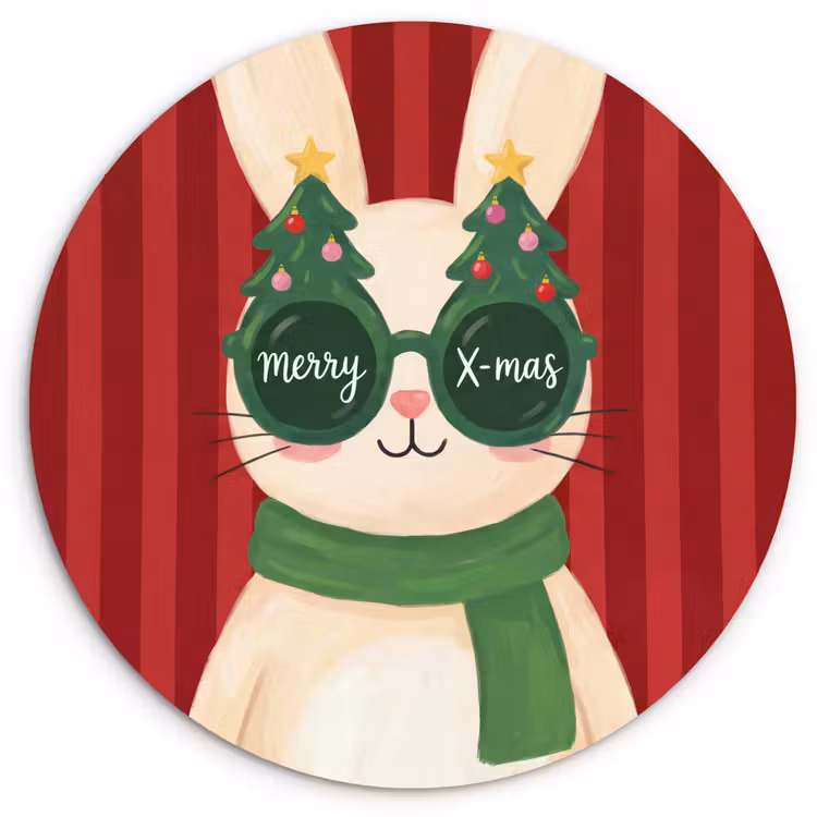 Muurcirkel glas - Konijn - Kerst - Dieren — 1