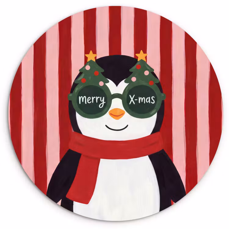 Muurcirkel glas - Pinguïn - Kerst - Illustratie — 1
