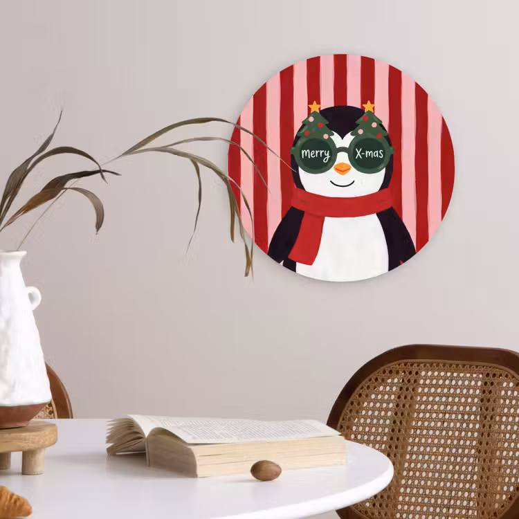 Muurcirkel glas - Pinguïn - Kerst - Illustratie — 4