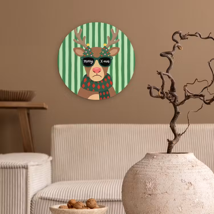 Muurcirkel glas - Rendier - Kerst - Illustratie — 2