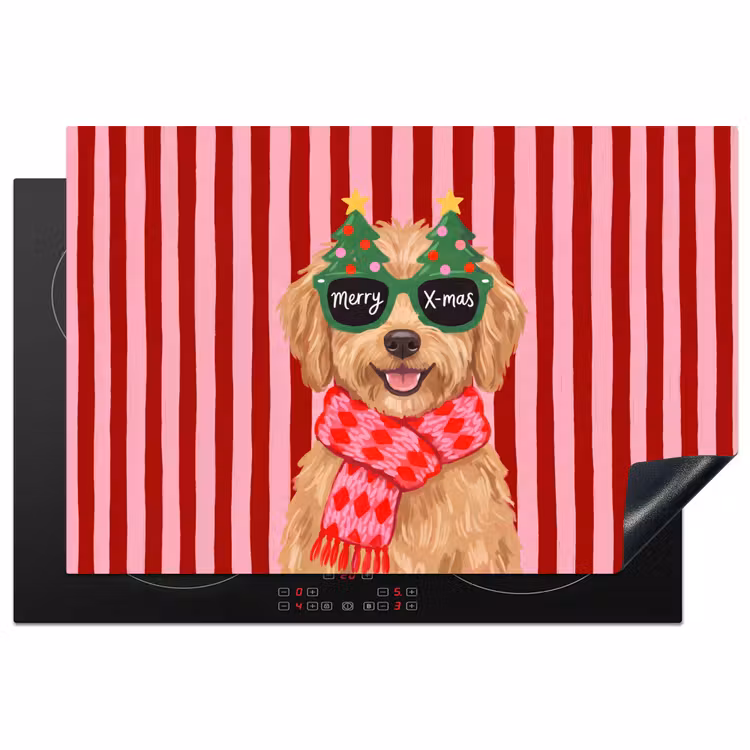 Inductiebeschermer - Hond - Kerst - Rood — 1