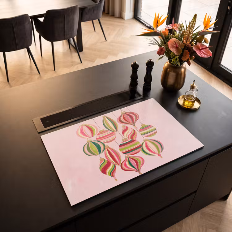 Inductiebeschermer - Kerstversiering - Gestreept - Roze — 2