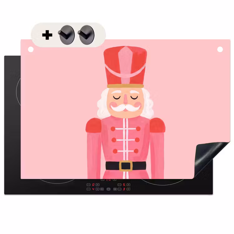 Inductiebeschermer & spatscherm (2in1) - Notenkraker roze illustratie — 1