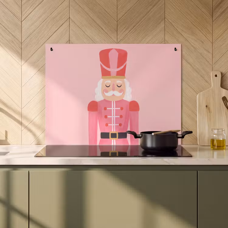 Inductiebeschermer & spatscherm (2in1) - Notenkraker roze illustratie — 2