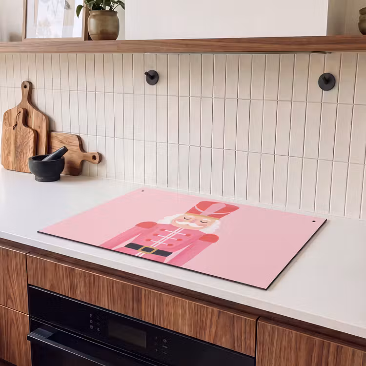 Inductiebeschermer & spatscherm (2in1) - Notenkraker roze illustratie — 3