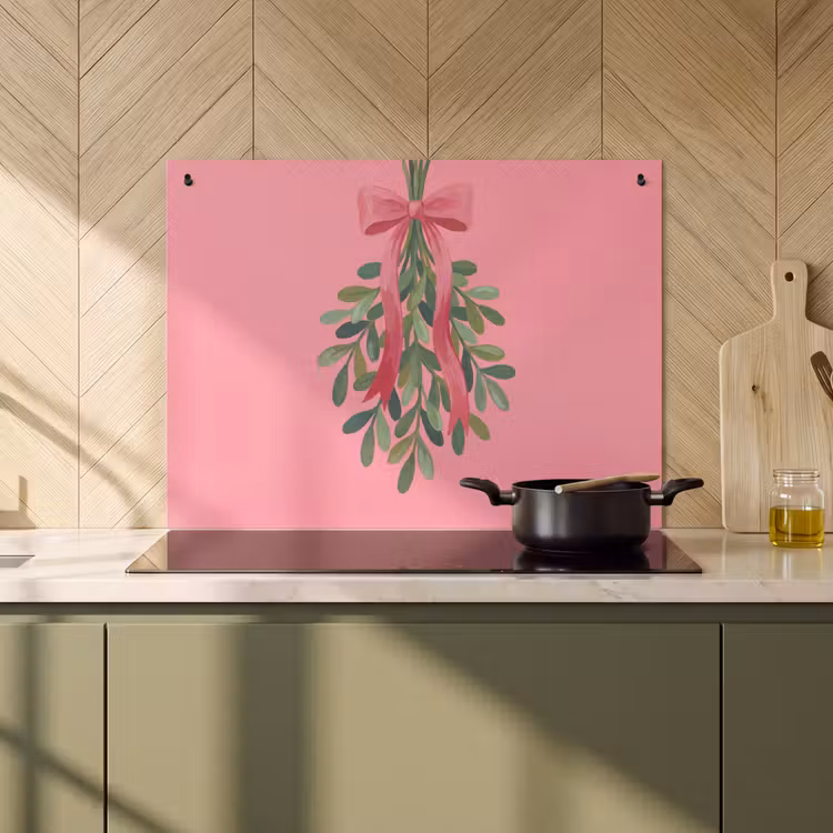 Inductiebeschermer & spatscherm (2in1) - Plant - Lint - Roze — 2