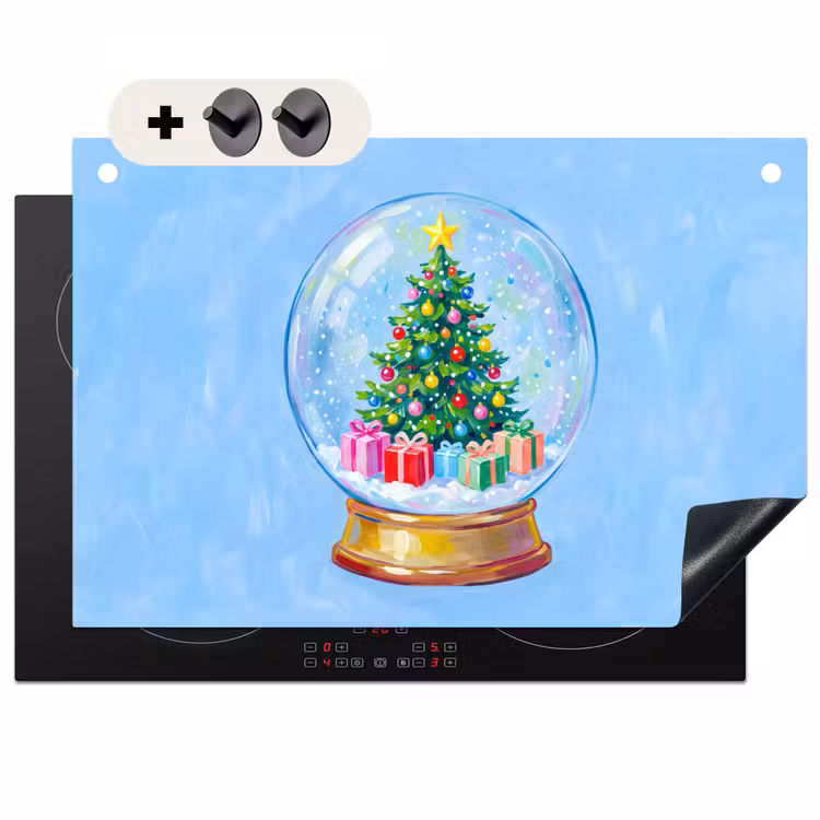 Inductiebeschermer & spatscherm (2in1) - Sneeuwbol - Kerst - Cadeaus — 1