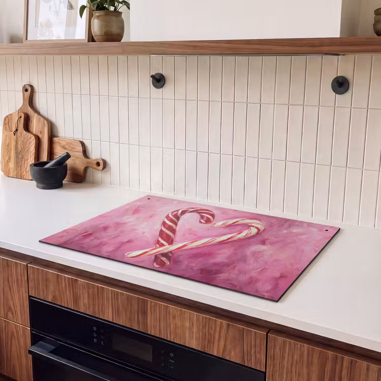 Inductiebeschermer & spatscherm (2in1) - Snoep - Hart - Roze — 3
