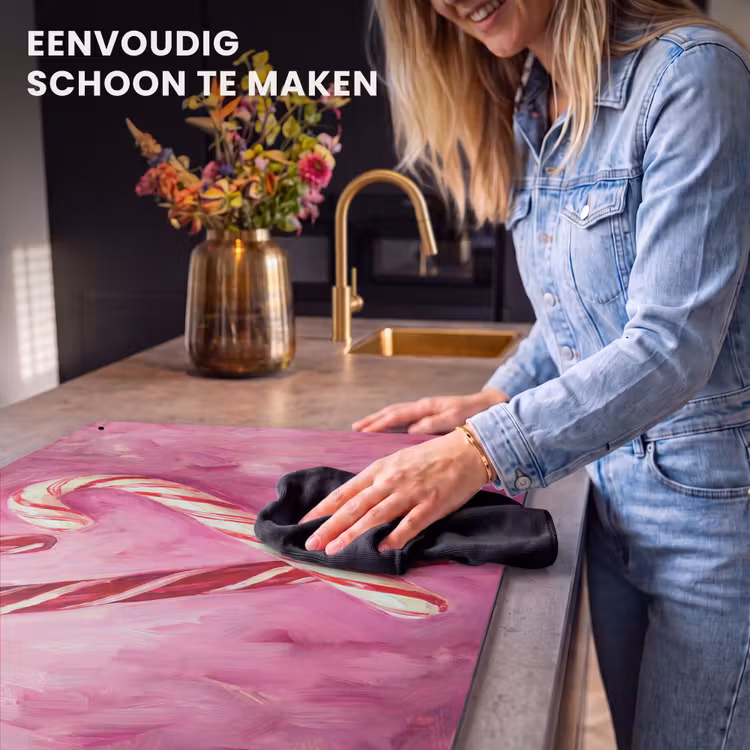 Inductiebeschermer & spatscherm (2in1) - Snoep - Hart - Roze — 5