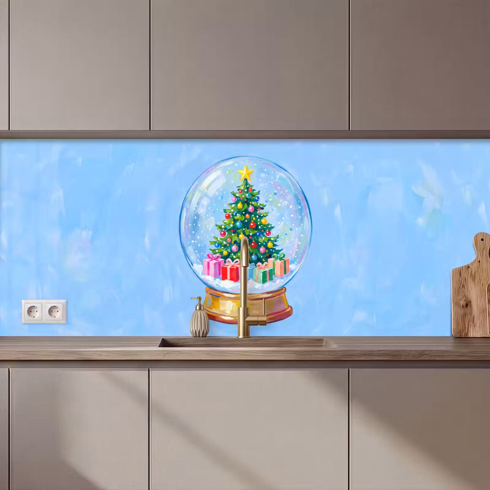 Keuken achterwand - Sneeuwbol - Kerst - Cadeaus — 1