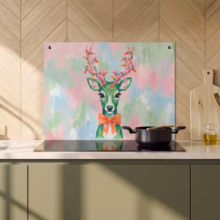 Inductiebeschermer & spatscherm (2in1) - Hert - Kerst - Dieren — 2