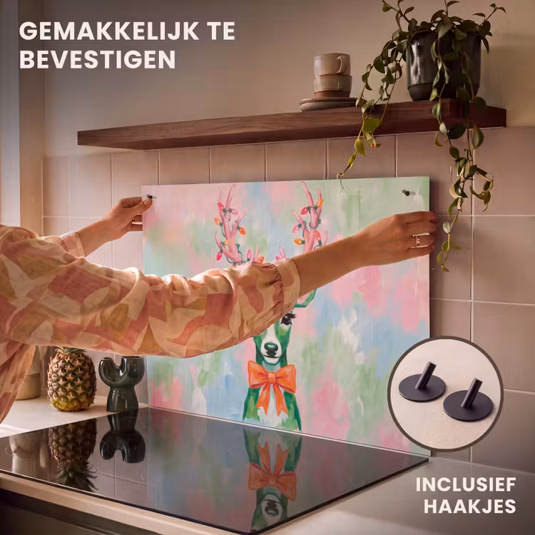 Inductiebeschermer & spatscherm (2in1) - Hert - Kerst - Dieren — 7