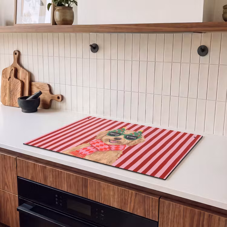 Inductiebeschermer & spatscherm (2in1) - Hond - Kerst - Rood — 3