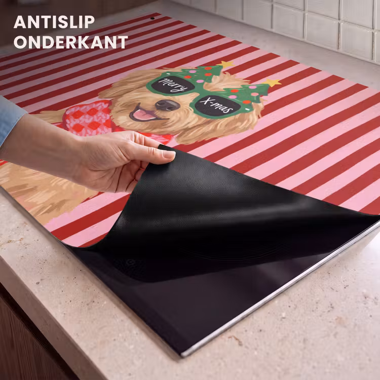 Inductiebeschermer & spatscherm (2in1) - Hond - Kerst - Rood — 4
